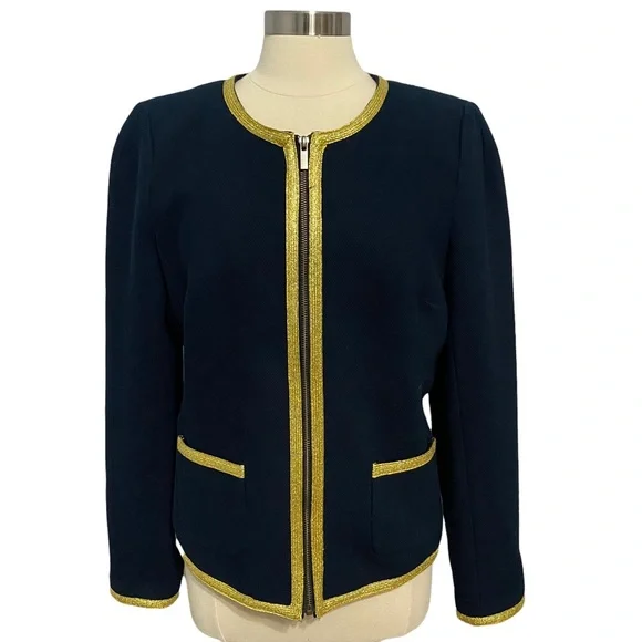 Banana Republic Blazer with Gold Trim Size 12 Blue - Picture 2 of 10